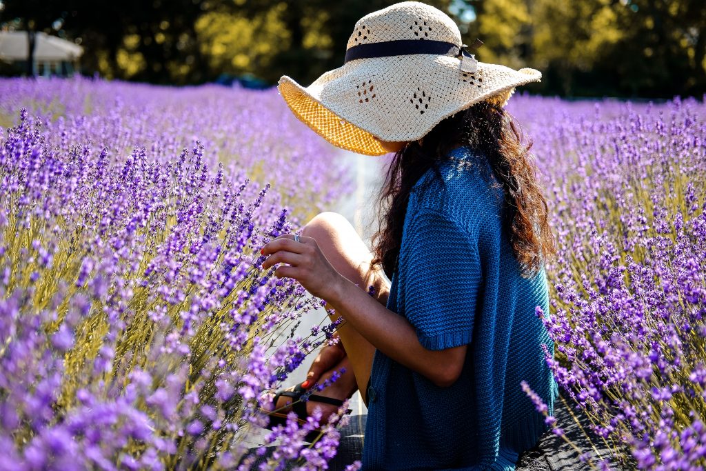 Woman in a field of flowers